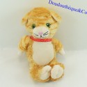 Plüschkatze FERRERO KINDER rot weißes Band rote Tupfen weiß 20 cm