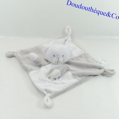 Flaches Kuscheltier Bär LULU KASTAGNETTE weiß grau Stern 4 Knoten 23 cm Flaches Kuscheltier Bär LULU KASTAGNETTE weiß grau Stern 4 Knoten 23 cm