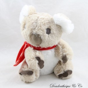 Peluche koala PRIMATIS beige pañuelo rojo blanco 18 cm