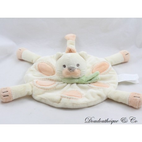 Doudou gatto piatto KIMBALOO rotondo giallo ovale arancione 4 zampe La Halle Doudou gatto piatto KIMBALOO rotondo giallo ovale arancione 4 zampe La Halle