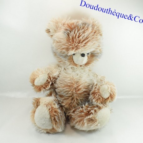 Peluche ours NOUNOURS beige poils longs vintage ancien 42 cm