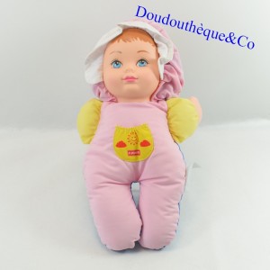 Doppelseitige Puppe PLAYSKOOL Tag und Nacht Vintage blau und rosa Stoff 30 cm