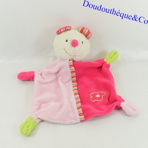 Flache Maus Kuscheltier BABY CLUB C&A gestreift rosa und Blume 22 cm