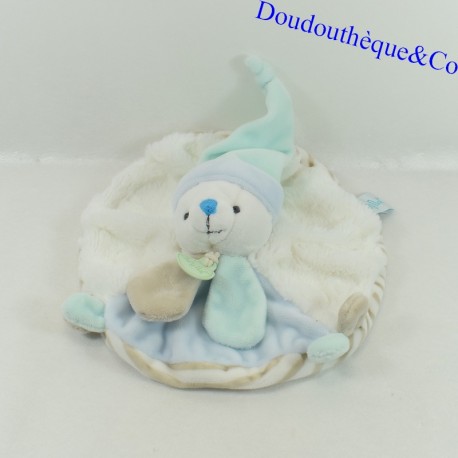 Doudou plat lapin BABY NAT' Layette Bleu blanc rond BN0105 24 cm