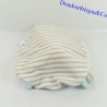 Oso de peluche plano BABY NAT' Layette Azul blanco redondo BN0105 24 cm