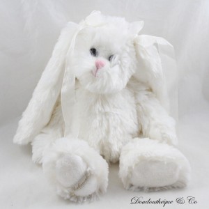 Ausgestopfter Hase BUKOWSKI Weiße Schleifen Stoffohren 27 cm