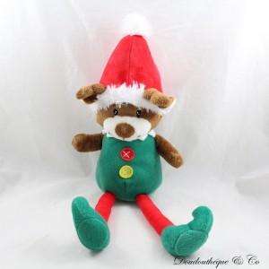 Renna di peluche SANDY Cervo elfo di Natale marrone rosso verde 40 cm