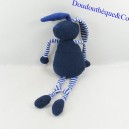 Doudou Kaninchen BOUT'CHOU marineblau weiß gestreift Monoprix 32 cm