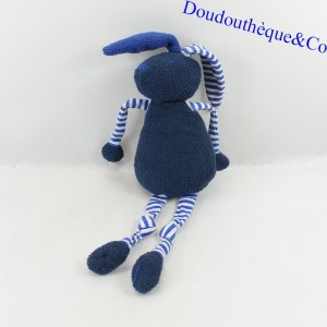 Doudou rabbit BOUT'CHOU navy blue white striped Monoprix 32 cm
