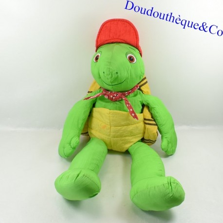 Peluche tortue Franklin JEMINI casquette et bandana toile parachute 60 cm