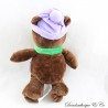 Peluche pubblicitario orso MILKA sciarpa marrone verde viola berretto 22 cm