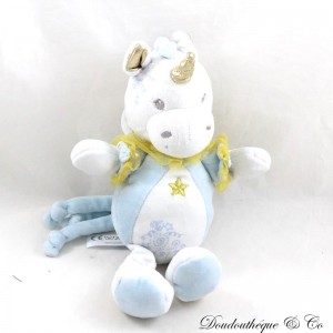 Plüsch-Einhorn SIMBA SPIELZEUG blau weiß goldener Kragen goldener Stern 24 cm