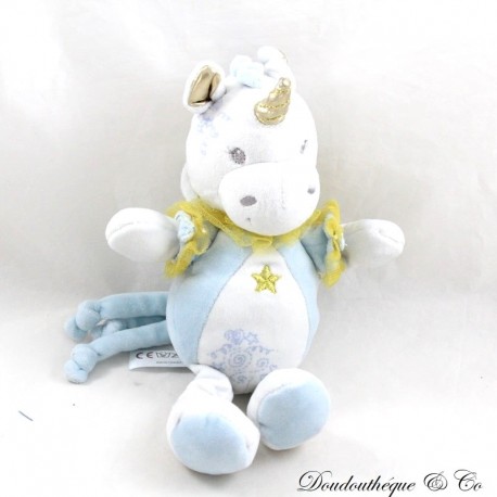 Plüsch-Einhorn SIMBA SPIELZEUG blau weiß goldener Kragen goldener Stern 24 cm Plüsch-Einhorn SIMBA SPIELZEUG blau weiß goldener Kragen goldener Stern 24 cm