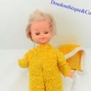 Poupée Dormeuse BELLA vintage corps peluche et capuche jaune 32 cm