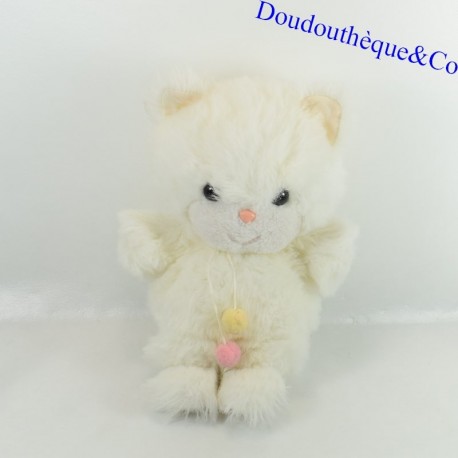 Vintage white AJENA bear plush with tassels 30 cm