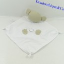 Doudou orso piatto BOX A MALICE lange impronte fazzoletto bianco 39 cm