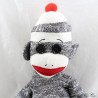 Plush monkey TY Bean Bag Sock gray mottled style sock eyes buttons 40 cm