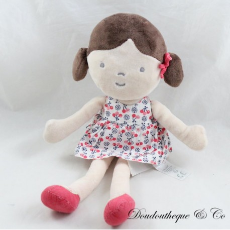Doudou Puppe OBAIBI Mädchen Kirschkleid Doudou Puppe OBAIBI Mädchen Kirschkleid
