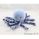 Doudou pieuvre NATTOU Octopus bleu clair et bleu marine tentacules torsades 22 cm