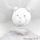 Flat cuddly toy Lily bear SAUTHON grey lange pousseline diamond stars 33 cm