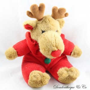 Plush reindeer Deer or elk MOONFLOWER Santa Claus red habit 30 cm