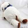 Peluche chien SUCRE D'ORGE marron beige noeud bleu vintage rare 49 cm