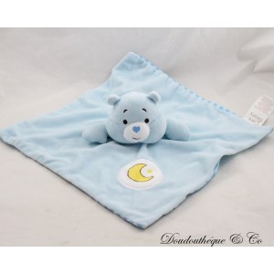 Doudou plat ours CARE BEARS BABY Les Bisounours bleu lune Grosdodo grelot 28 cm