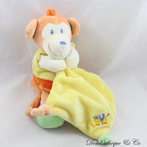 Pañuelo Doudou mono PÓMULO pañuelo amarillo naranja Intermarché 20 cm