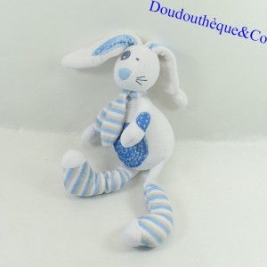 Plush rabbit TAPE A L'OEIL TAO spiral cockade and blue and white scarf 38 cm