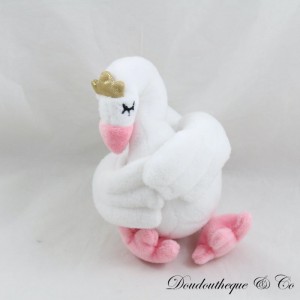 Corona rosa blanca de felpa cisne