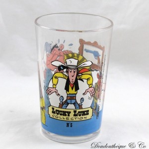 Bicchiere Lucky Luke AMORA senape 1996 N°5 Ma Dalton Joe e Averell 10 cm