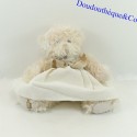 Oso de peluche BUKOWSKI vestido de oso cachorro en lino y beige 20 cm