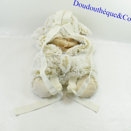 Mochila de felpa Mouton RODADOU moteada marrón blanco 36 cm
