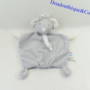 Doudou flache Maus GERSTE ZUCKER Krone grau silbrig weiß 23 cm