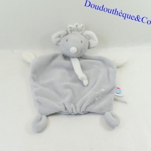 Doudou flat mouse BARLEY SUGAR crown gray silvery white 23 cm