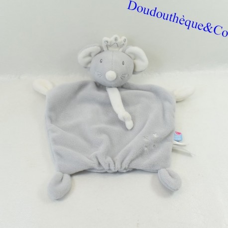 Doudou flat mouse BARLEY SUGAR crown gray silvery white 23 cm
