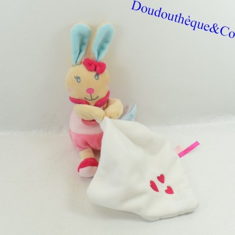 Doudou Taschentuch Kaninchen BABY NAT' Perle et Perlim rosa weiß BN090 18 cm Doudou Taschentuch Kaninchen BABY NAT' Perle et Perlim rosa weiß BN090 18 cm