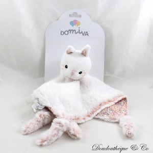 Flat cuddly toy rabbit DOMIVA pink long hair flowers 26 cm NEW