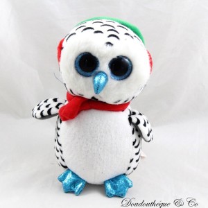 Plush owl TY Beanie Boo's white blue hide ears scarf 18 cm