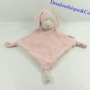 Doudou plat ours GAMBERRITO'S rose tête ours relief 39 cm