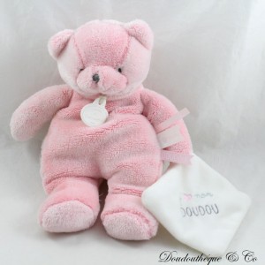 Doudou mouchoir chat DOUDOU ET COMPAGNIE J'aime mon doudou rose DC3165 25 cm