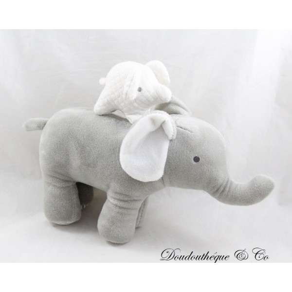 Peluche musicale éléphant JACADI bébé éléphant et sa maman musique