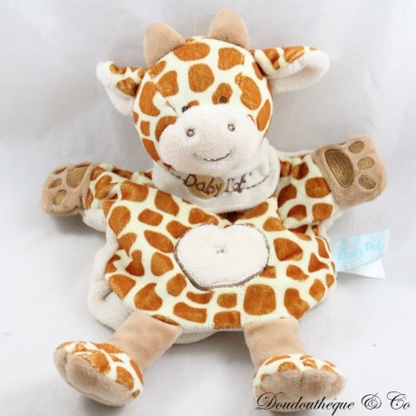 Doudou Puppe Giraffe BABY NAT' Flecken braun Bandana beige 31 cm