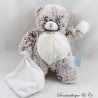 Doudou bear BABY NAT' The Flakes brown handkerchief white BN664 22 cm