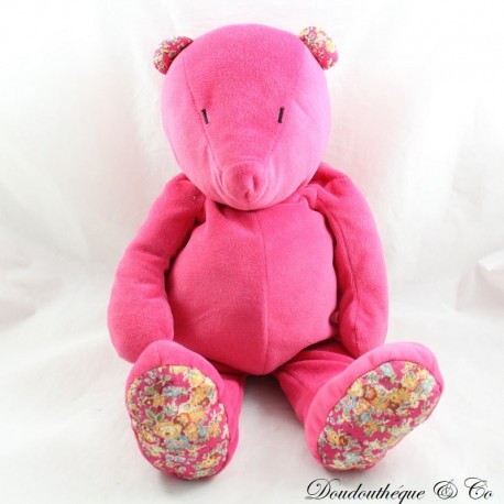 Peluche ours PRINTEMPS Augusta du bay rose tissu fleuris 46 cm