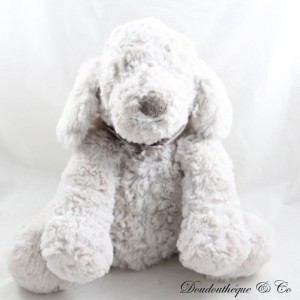 Perro de peluche ATMOSPHERA Niño bandana beige marrón con lunares blancos 27 cm