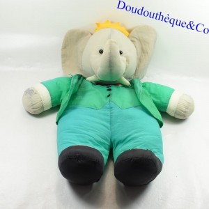 Peluche XXL éléphant Babar IDEAL LOISIRS toile de parachute vintage  56 cm