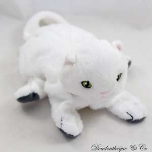 Peluche marionnette chat IKEA blanc gris poils longs 22 cm