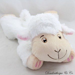 Peluche mouton SANODIANE bouillotte blanc beige poche ventre 32 cm