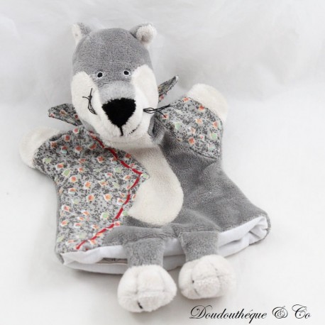 Doudou Puppenwolf BEAR STORY grauer Kragenstoff 22 cm